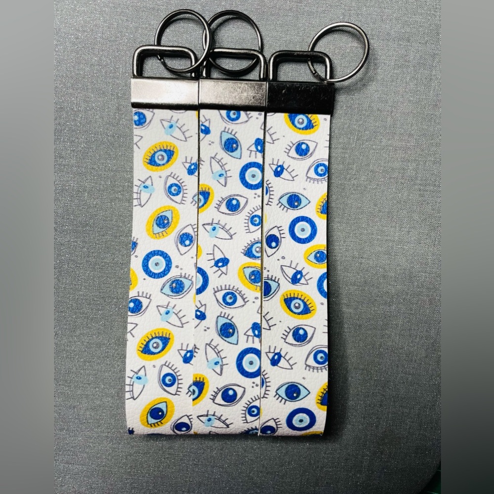 Handmade Faux Leather Wrislet Key Fob Eye